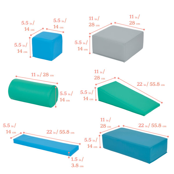 ECR4Kids SoftZone Soft Builder Blocks, Foam Shapes, Contemporary